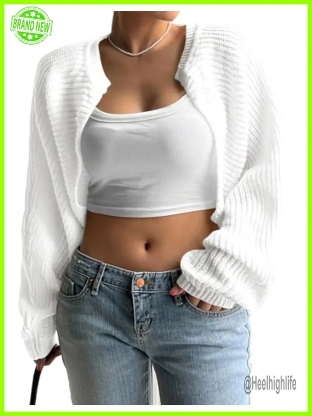 Plus Size Open Front Rib Knit Cropped Shrug Cardigan Long Sleeve